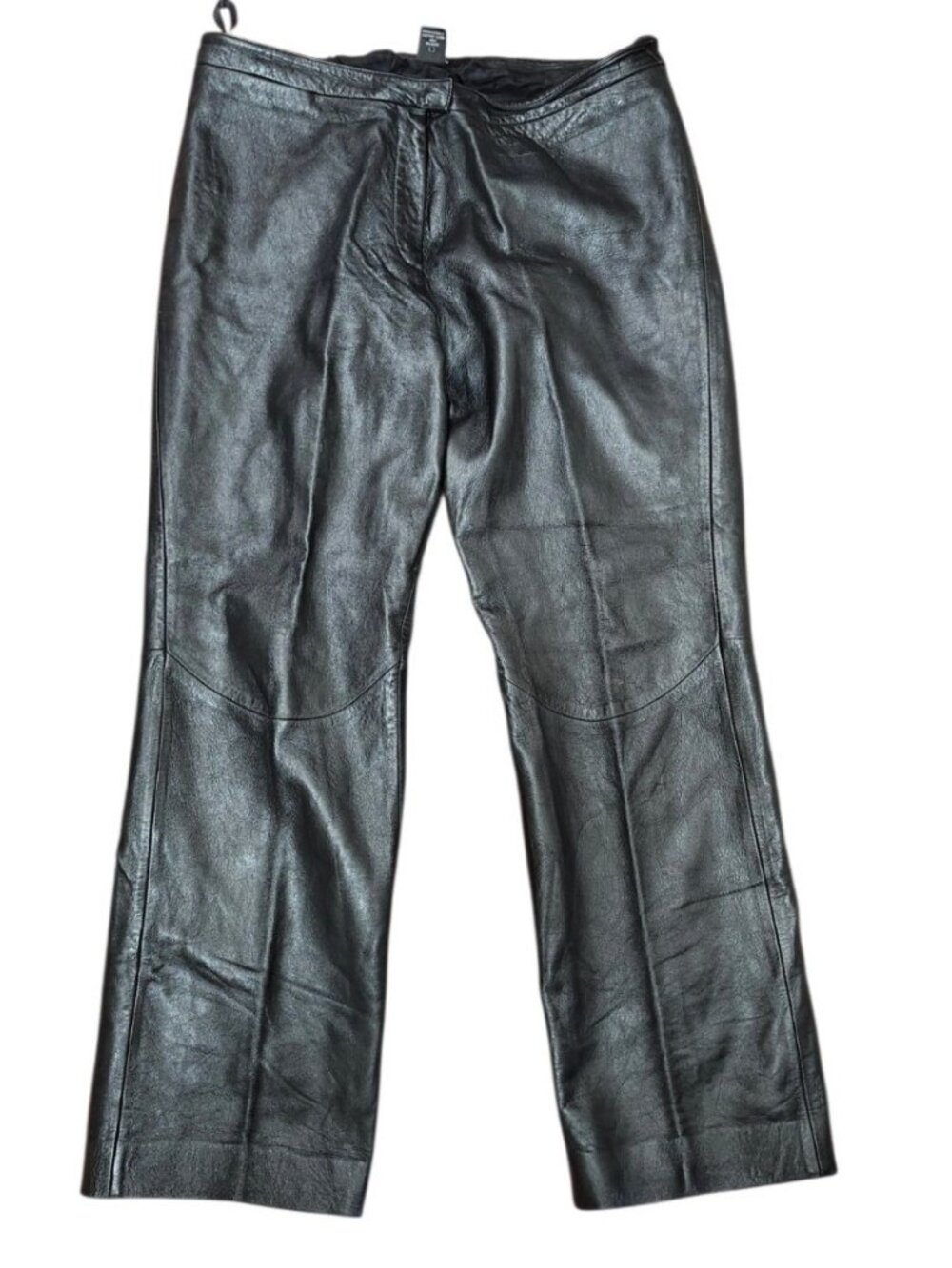 Vintage Y2K Express Women’s Black Leather Pants Size 7/8 Cropped Straight Leg - Picture 2 of 10